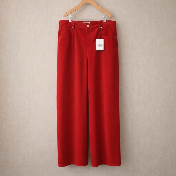Reformation Pants - REFORMATION Wide Leg Corduroy Pants High Rise Red